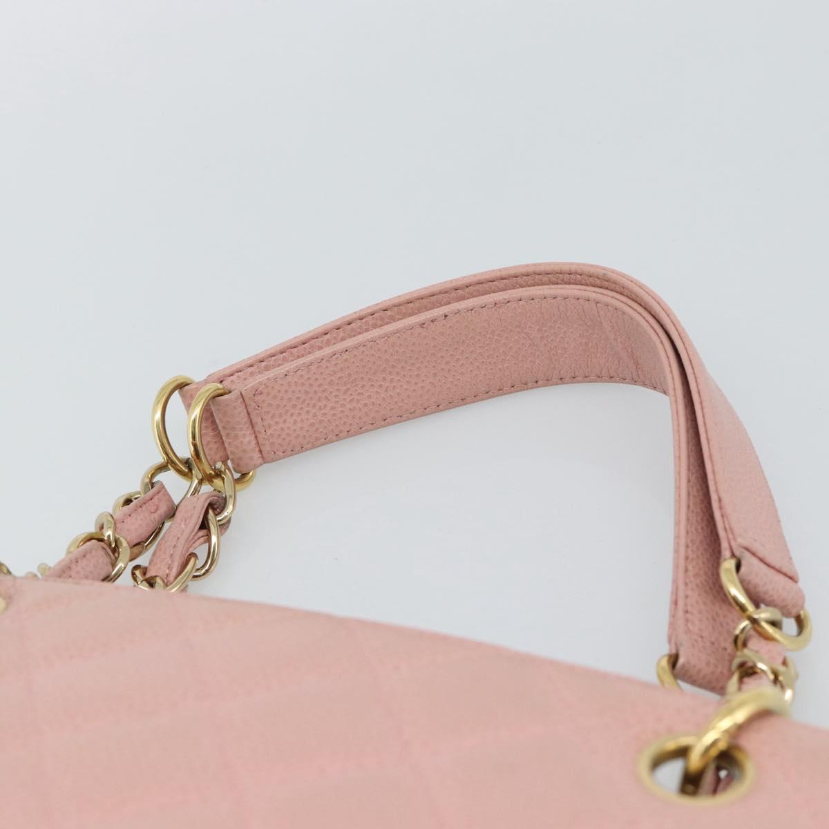 CHANEL Matelasse PST Chain Tote Bag Caviar Skin Pink Gold CC Auth 187119SAV