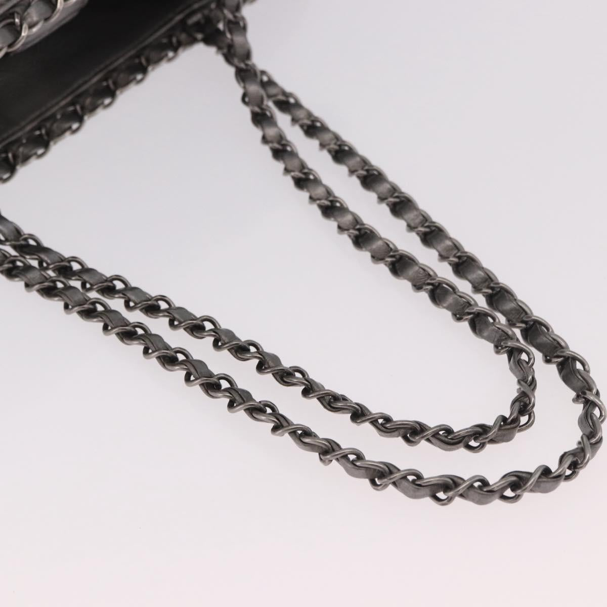 CHANEL Matelasse Chain Me Shoulder Bag Leather Silver CC Auth 187120SAV