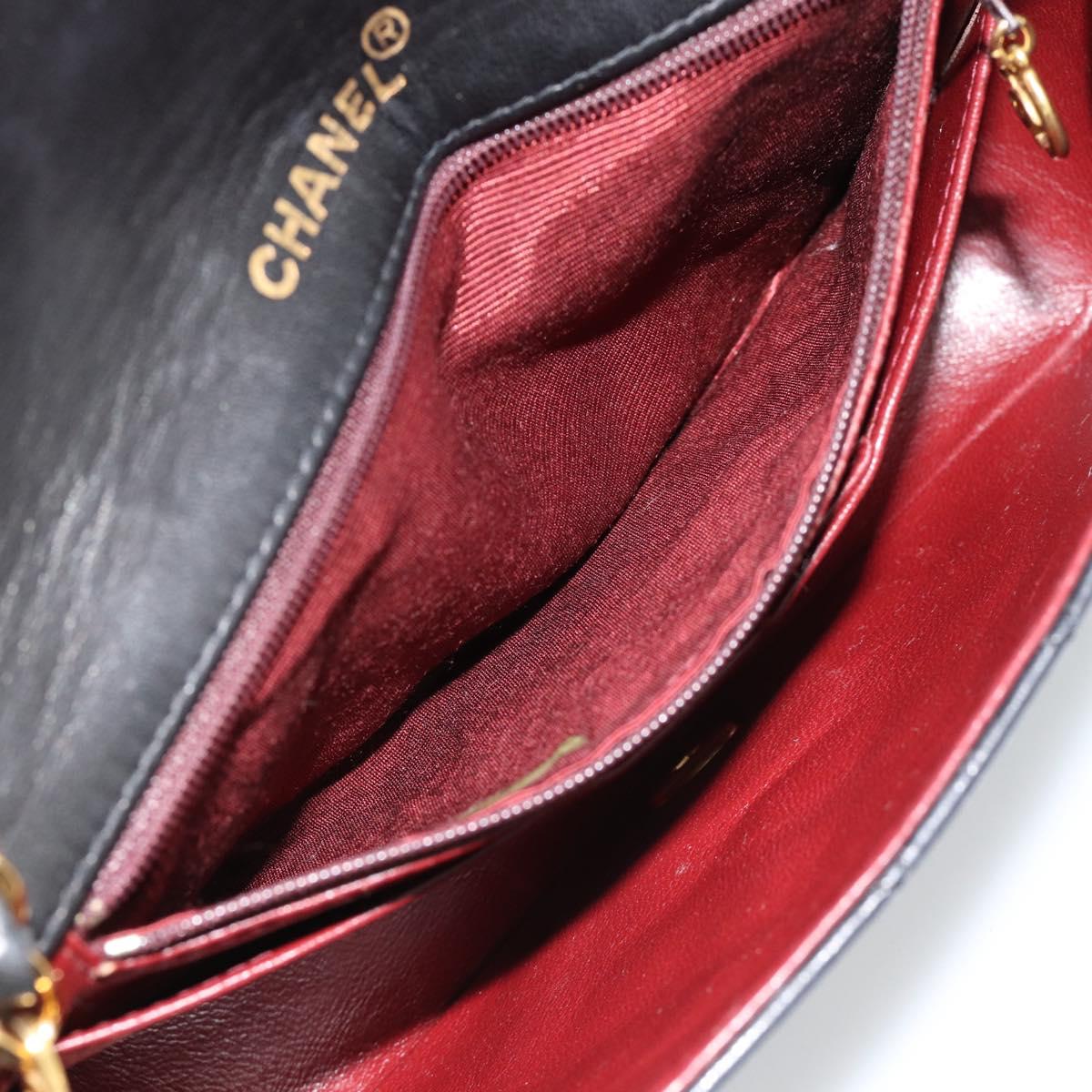 CHANEL Matelasse Chain Shoulder Bag Lamb Skin Black Gold CC Auth 187122SAM