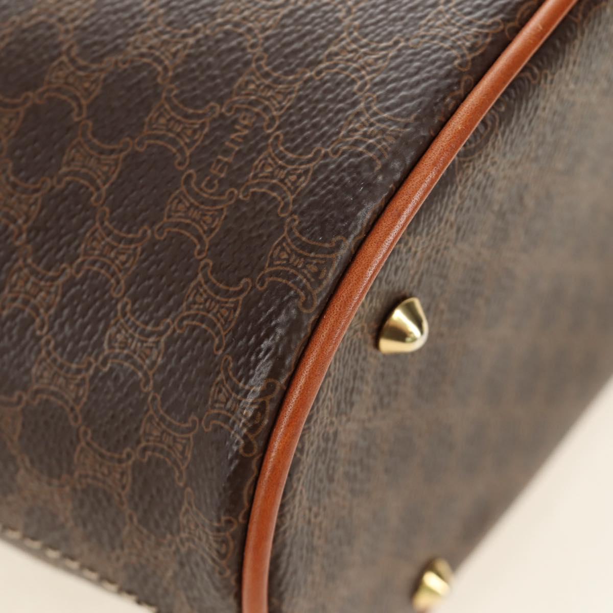 CELINE Macadam Canvas Tote Bag PVC Leather Brown gold Auth 187135V