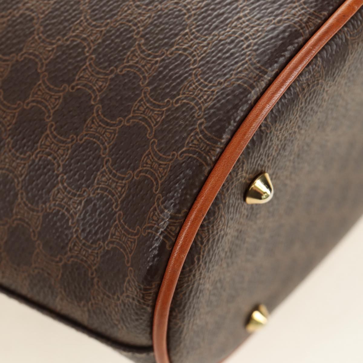 CELINE Macadam Canvas Tote Bag PVC Leather Brown gold Auth 187135V