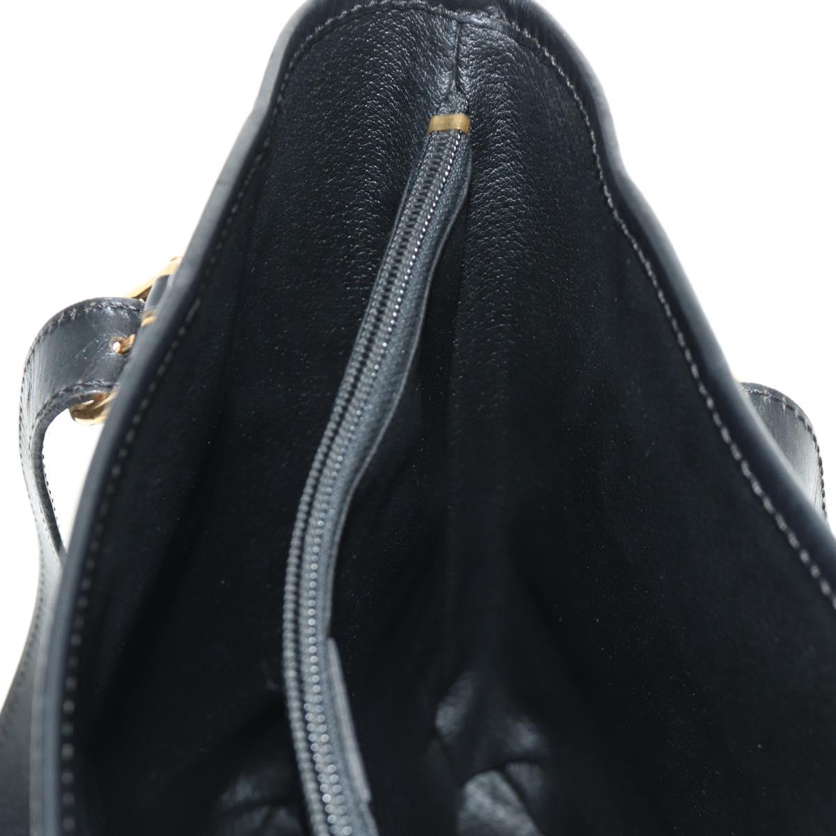 CELINE Macadam Canvas Tote Bag PVC Leather Black Gold Auth 187136V