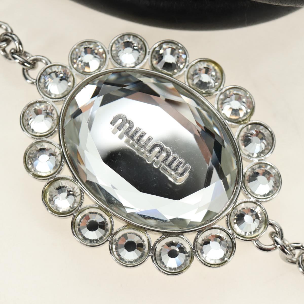 Miu Miu Hand Bag Leather 2way Black Silver Auth 187138SAV