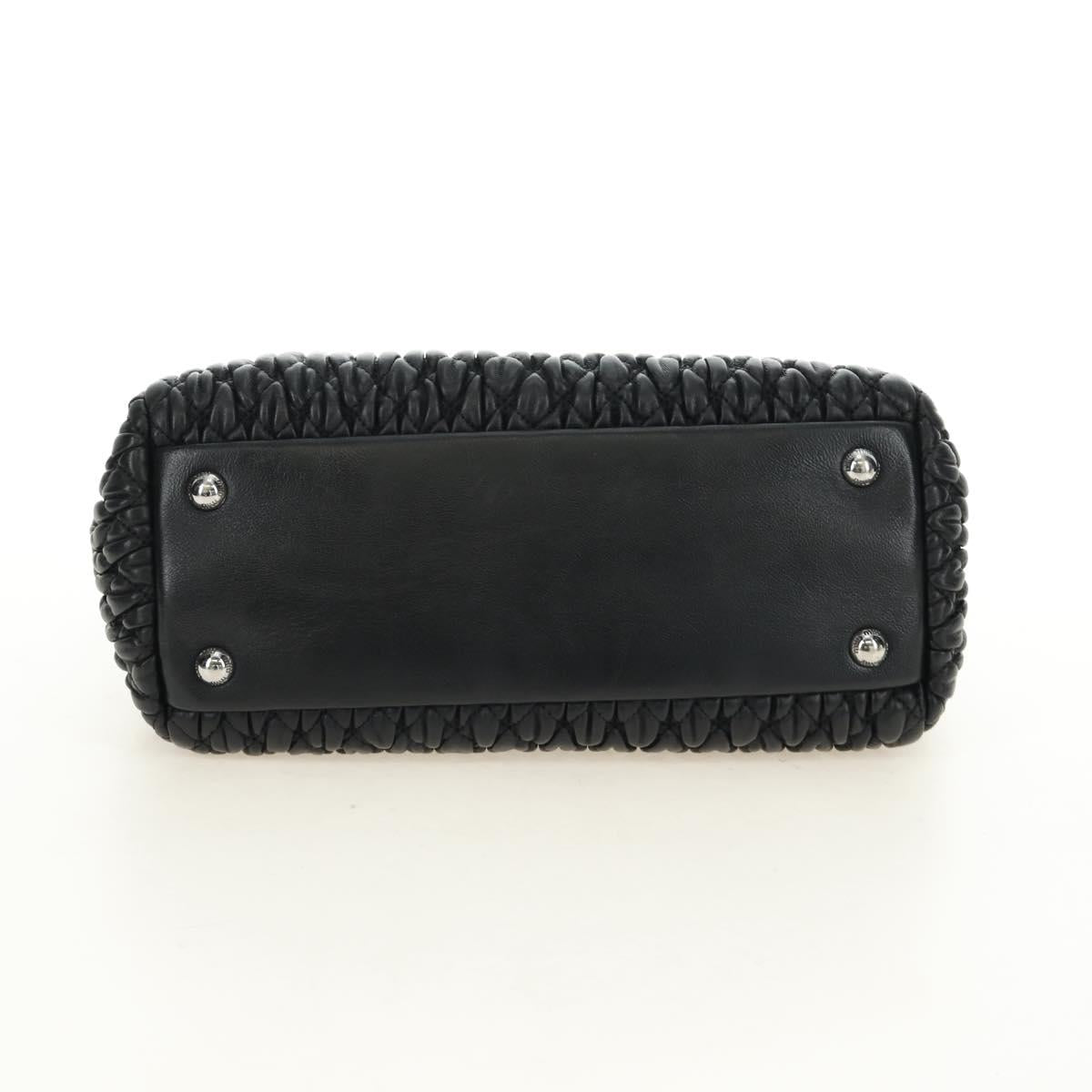 Miu Miu Hand Bag Leather 2way Black Silver Auth 187138SAV