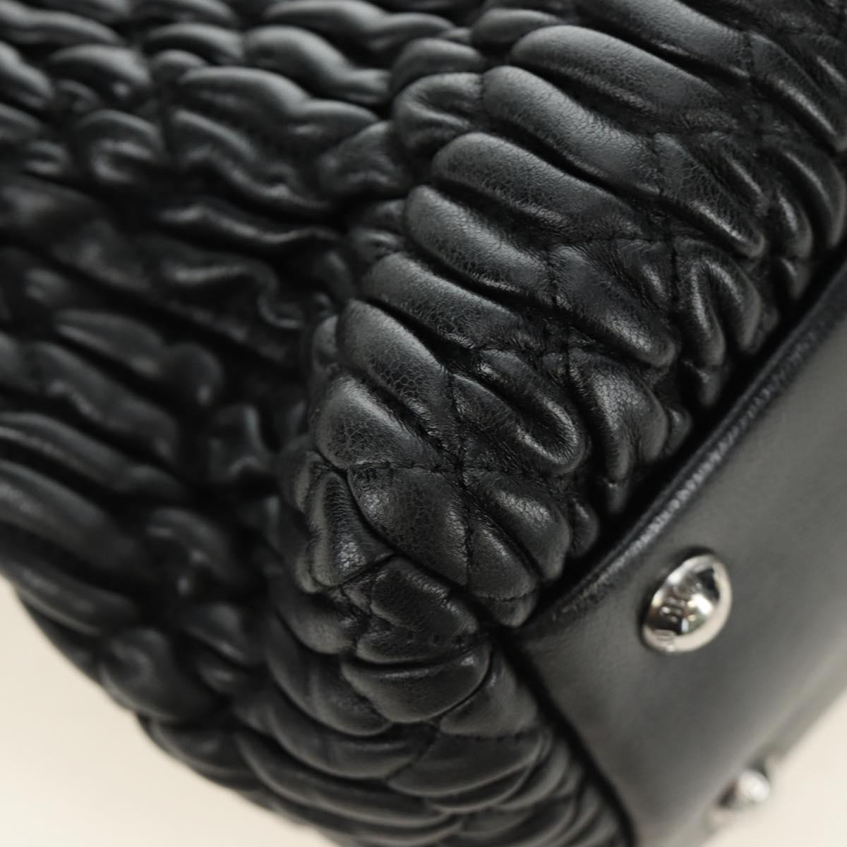 Miu Miu Hand Bag Leather 2way Black Silver Auth 187138SAV
