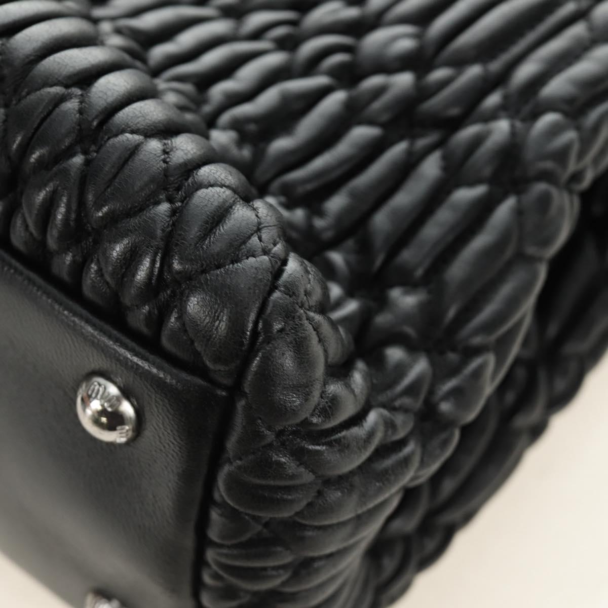 Miu Miu Hand Bag Leather 2way Black Silver Auth 187138SAV
