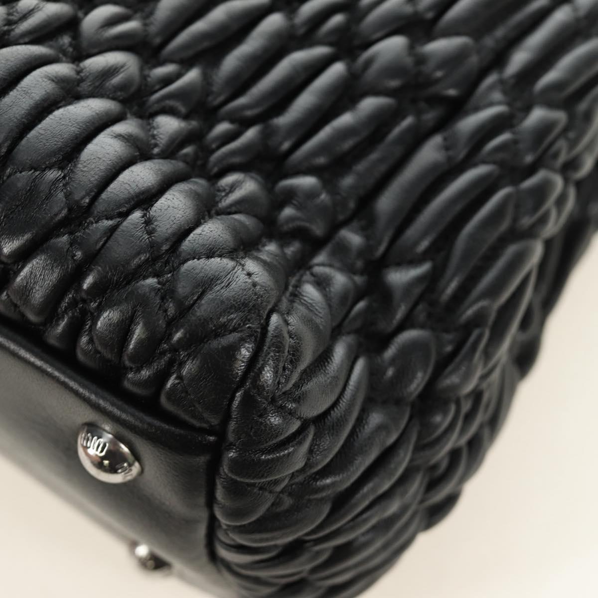 Miu Miu Hand Bag Leather 2way Black Silver Auth 187138SAV