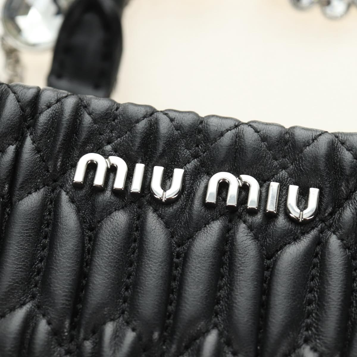 Miu Miu Hand Bag Leather 2way Black Silver Auth 187138SAV