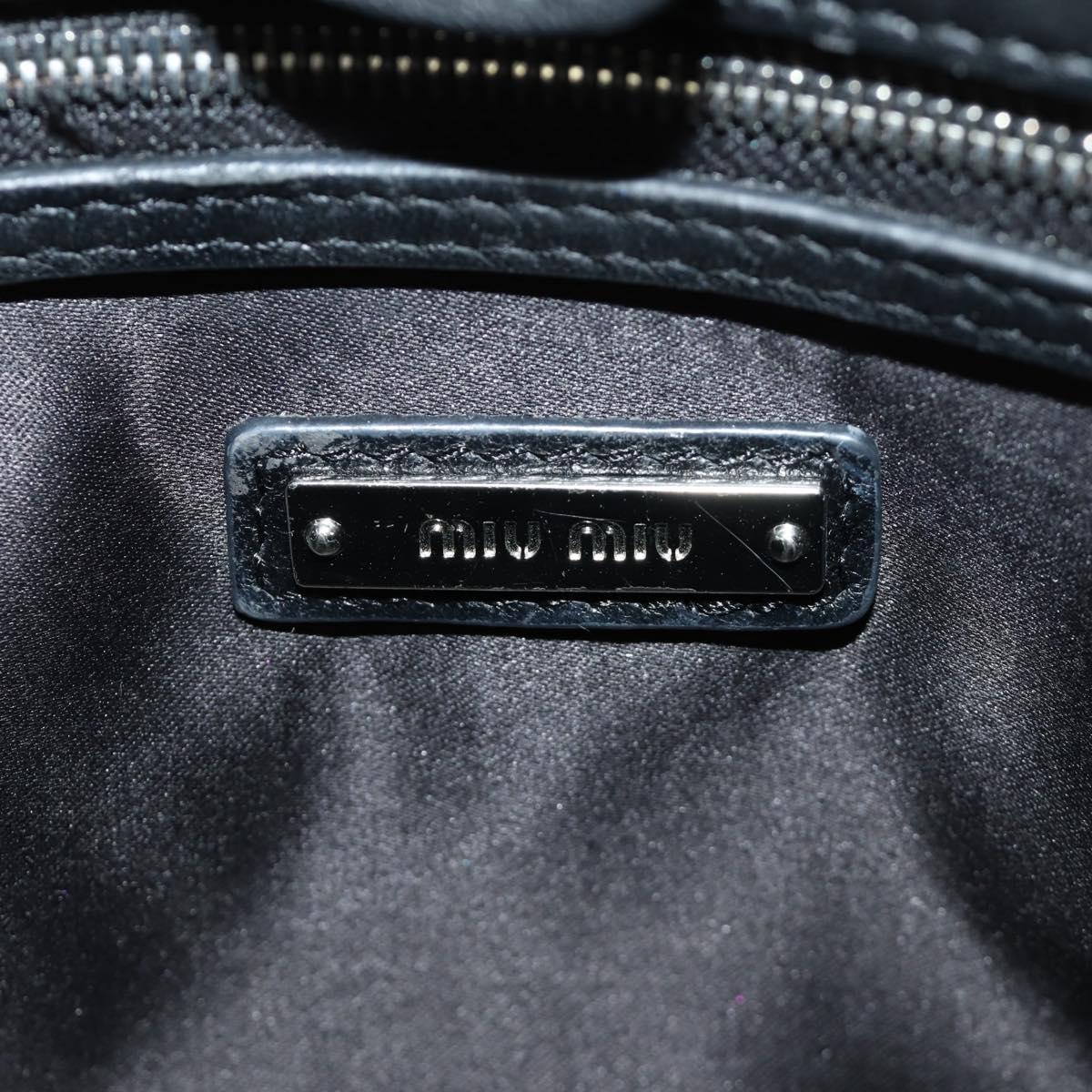 Miu Miu Hand Bag Leather 2way Black Silver Auth 187138SAV