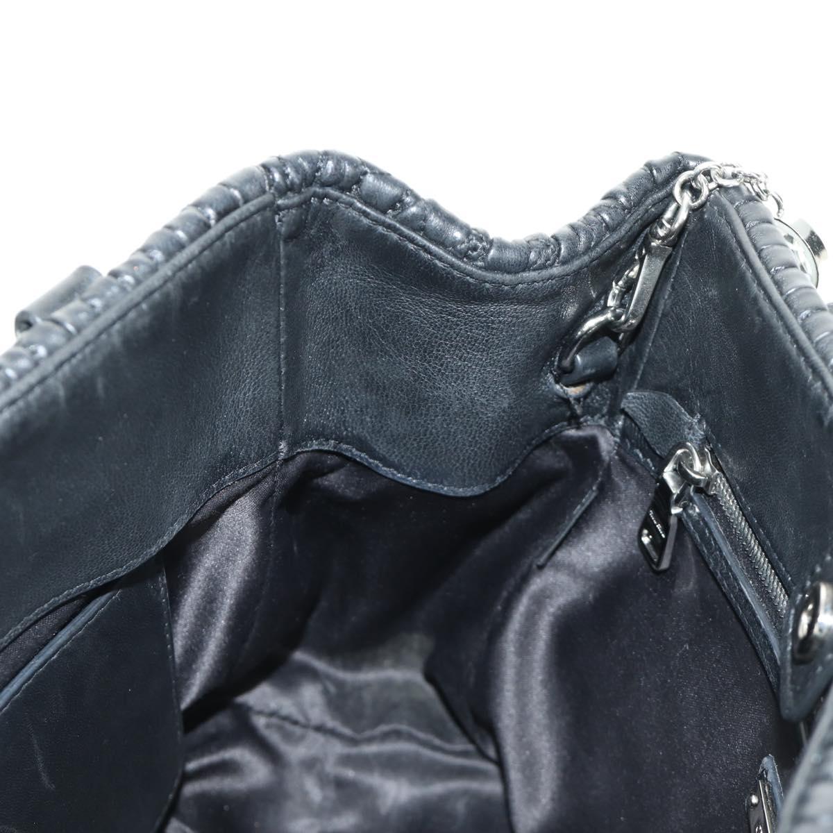 Miu Miu Hand Bag Leather 2way Black Silver Auth 187138SAV