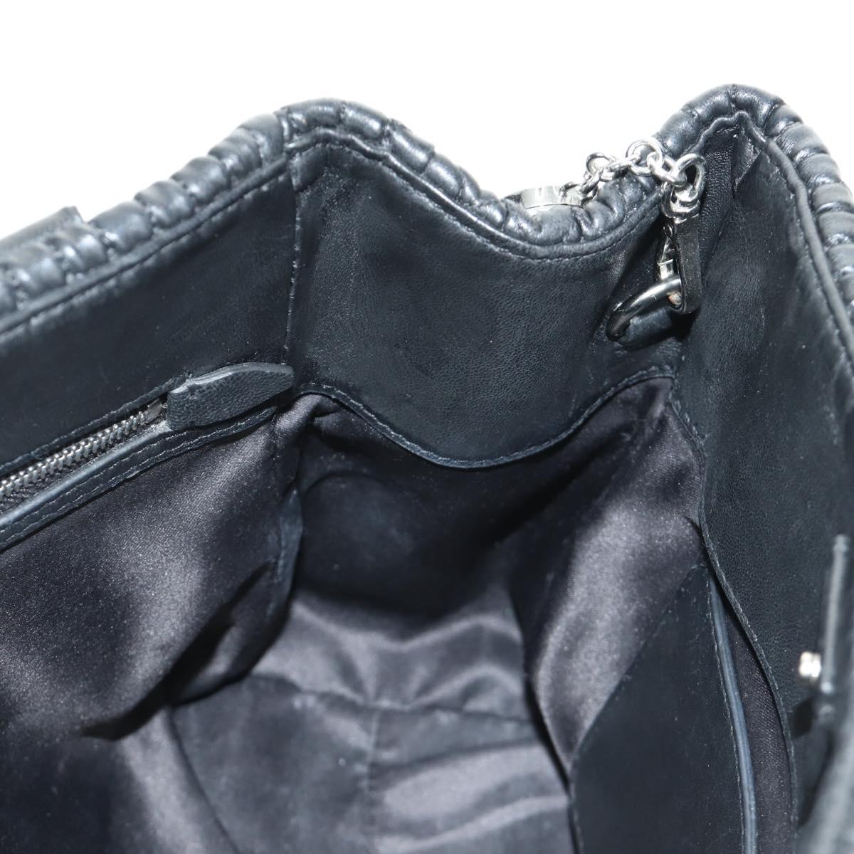 Miu Miu Hand Bag Leather 2way Black Silver Auth 187138SAV