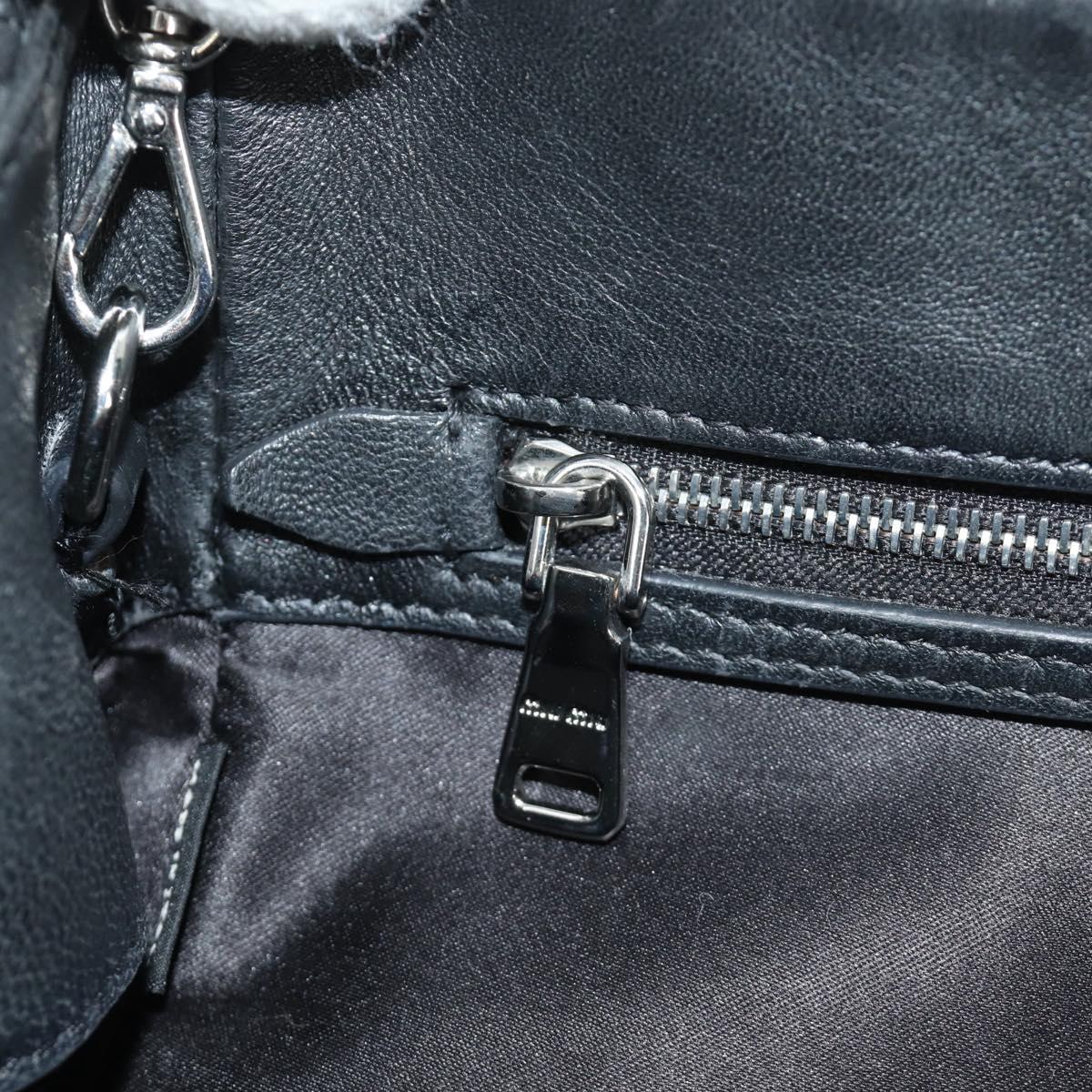 Miu Miu Hand Bag Leather 2way Black Silver Auth 187138SAV