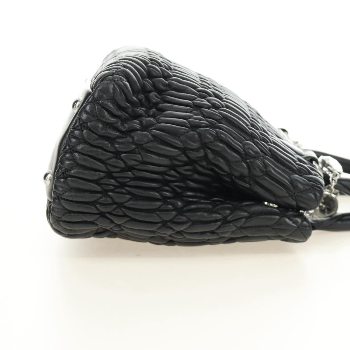 Miu Miu Hand Bag Leather 2way Black Silver Auth 187138SAV