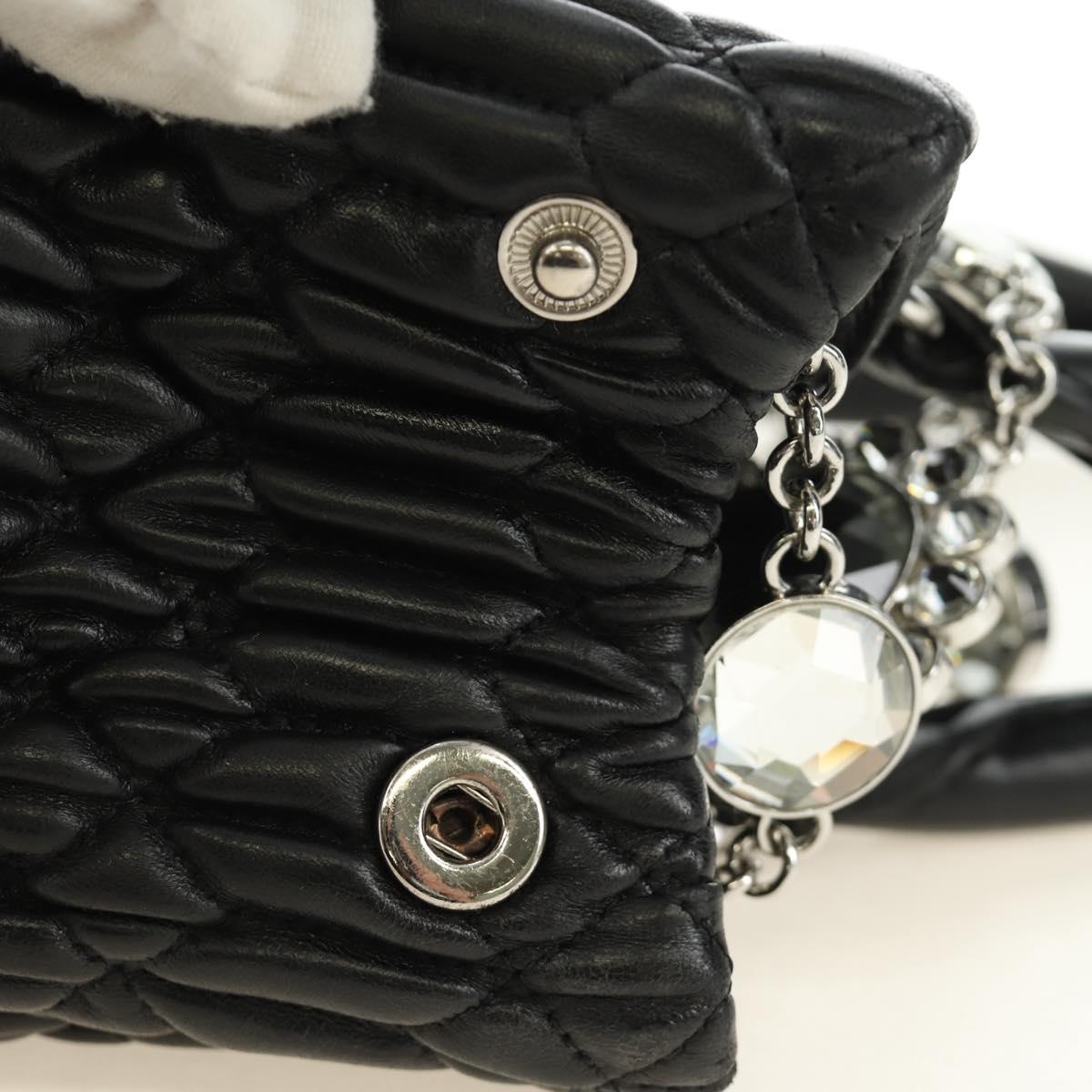 Miu Miu Hand Bag Leather 2way Black Silver Auth 187138SAV