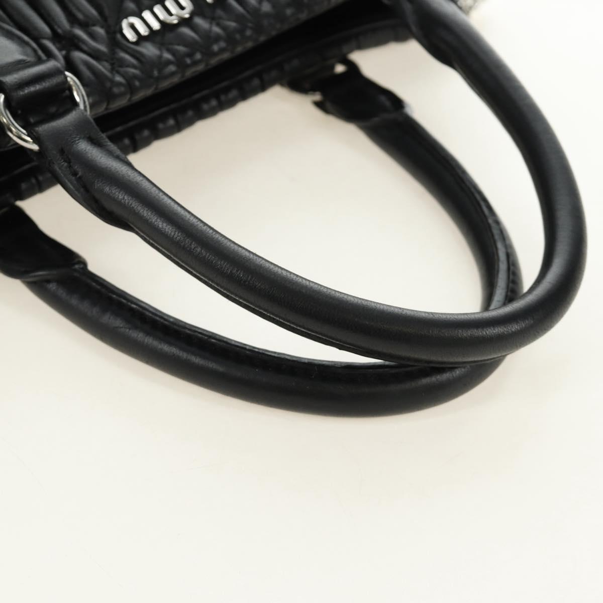 Miu Miu Hand Bag Leather 2way Black Silver Auth 187138SAV