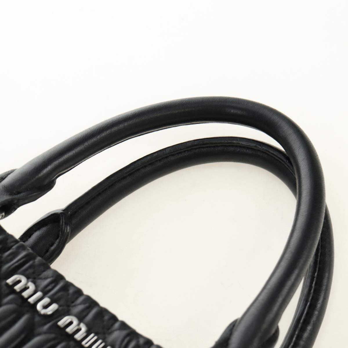 Miu Miu Hand Bag Leather 2way Black Silver Auth 187138SAV