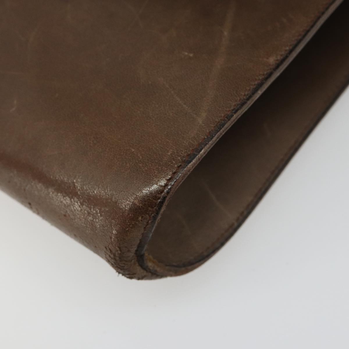 Christian Dior Shoulder Bag Leather Brown Gold Auth 187141