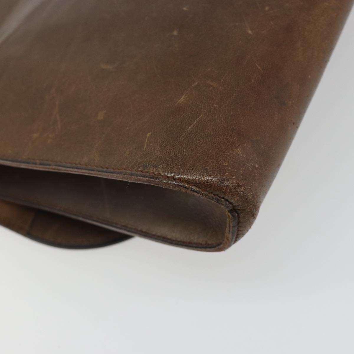 Christian Dior Shoulder Bag Leather Brown Gold Auth 187141