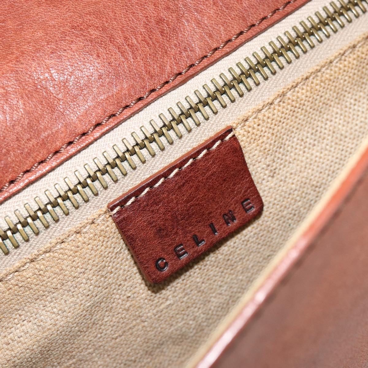 CELINE Shoulder Bag Leather Brown Auth 187143