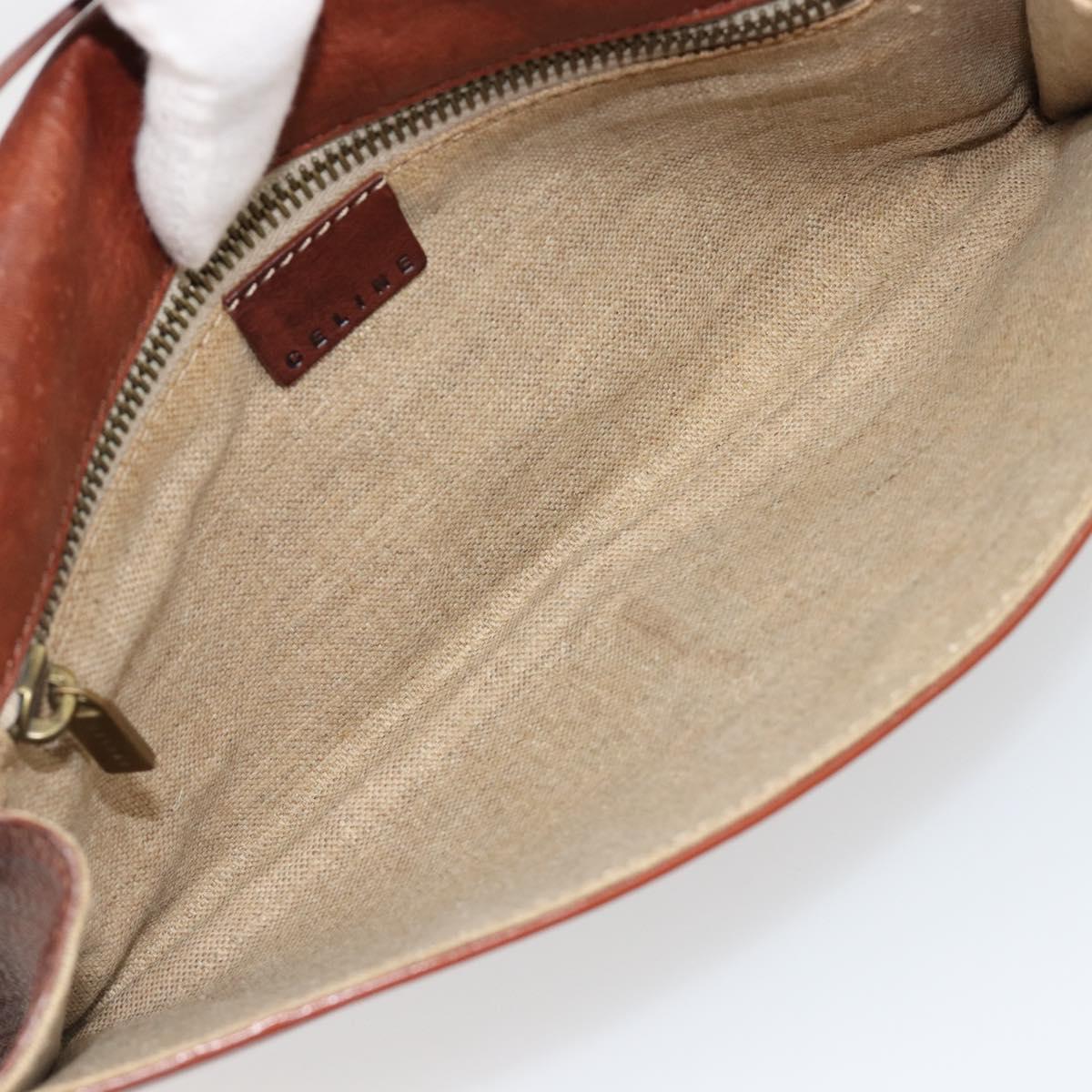 CELINE Shoulder Bag Leather Brown Auth 187143