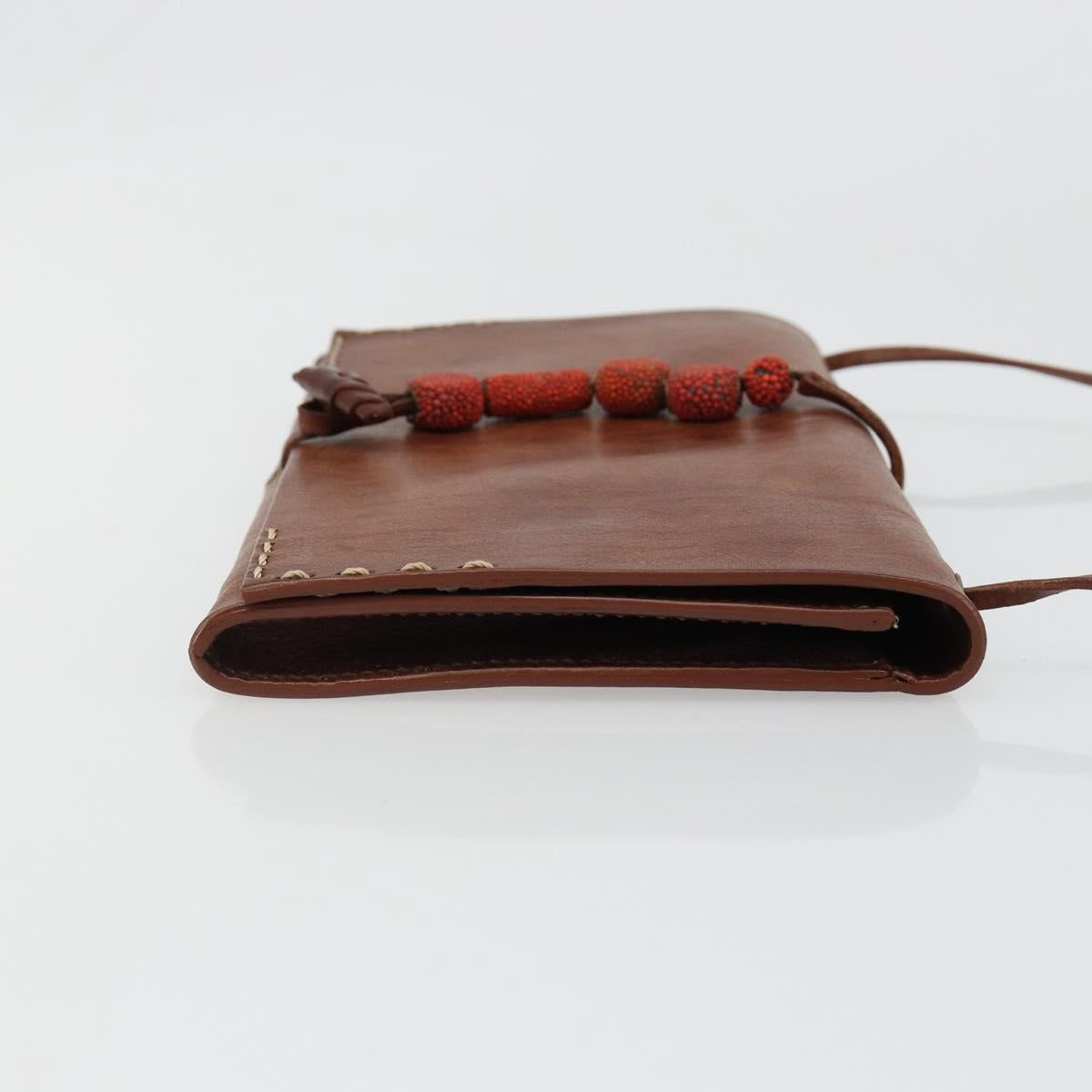 CELINE Shoulder Bag Leather Brown Auth 187143