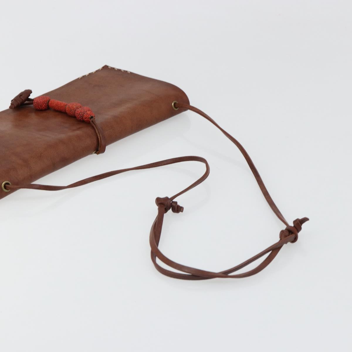 CELINE Shoulder Bag Leather Brown Auth 187143