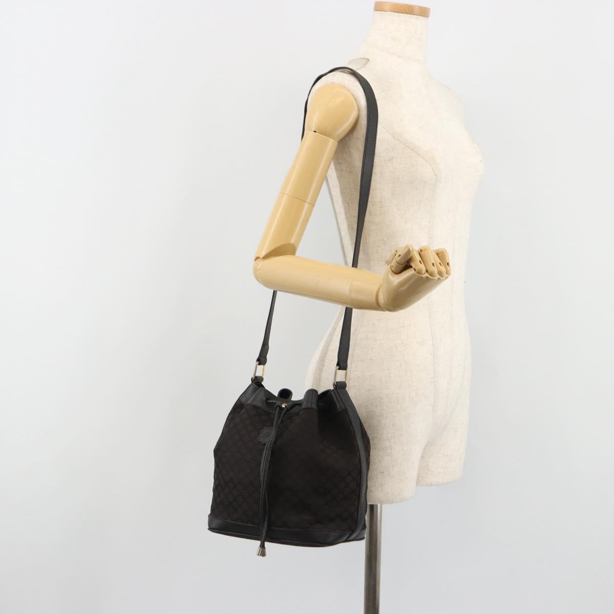 CELINE Macadam Canvas Shoulder Bag Black Auth 187144