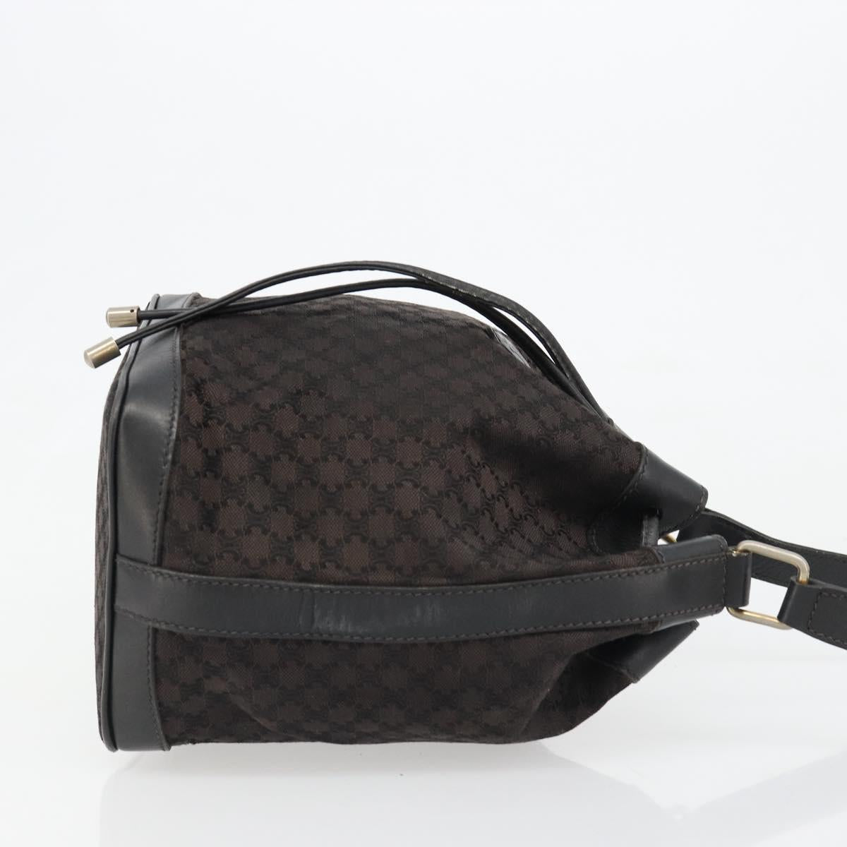 CELINE Macadam Canvas Shoulder Bag Black Auth 187144