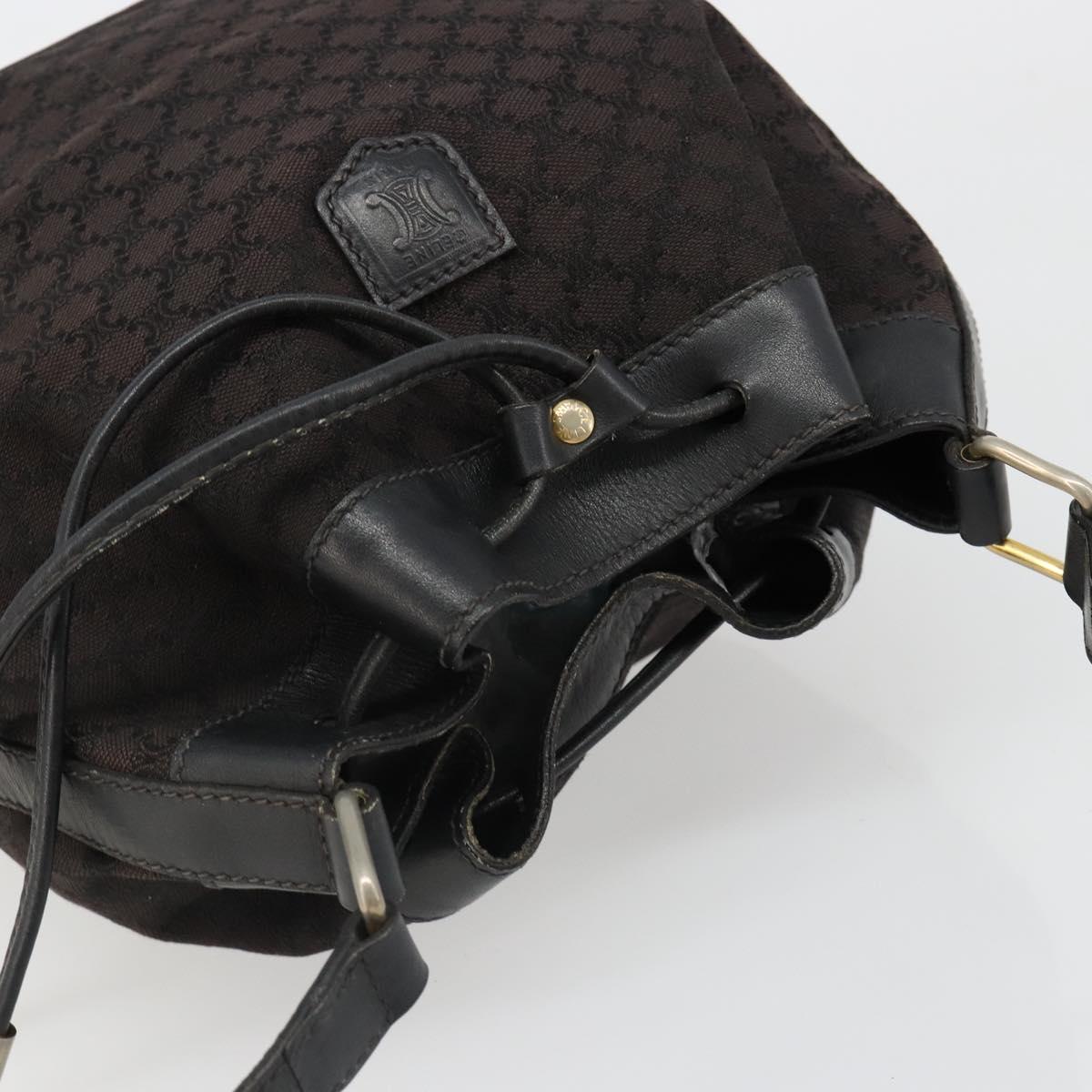 CELINE Macadam Canvas Shoulder Bag Black Auth 187144