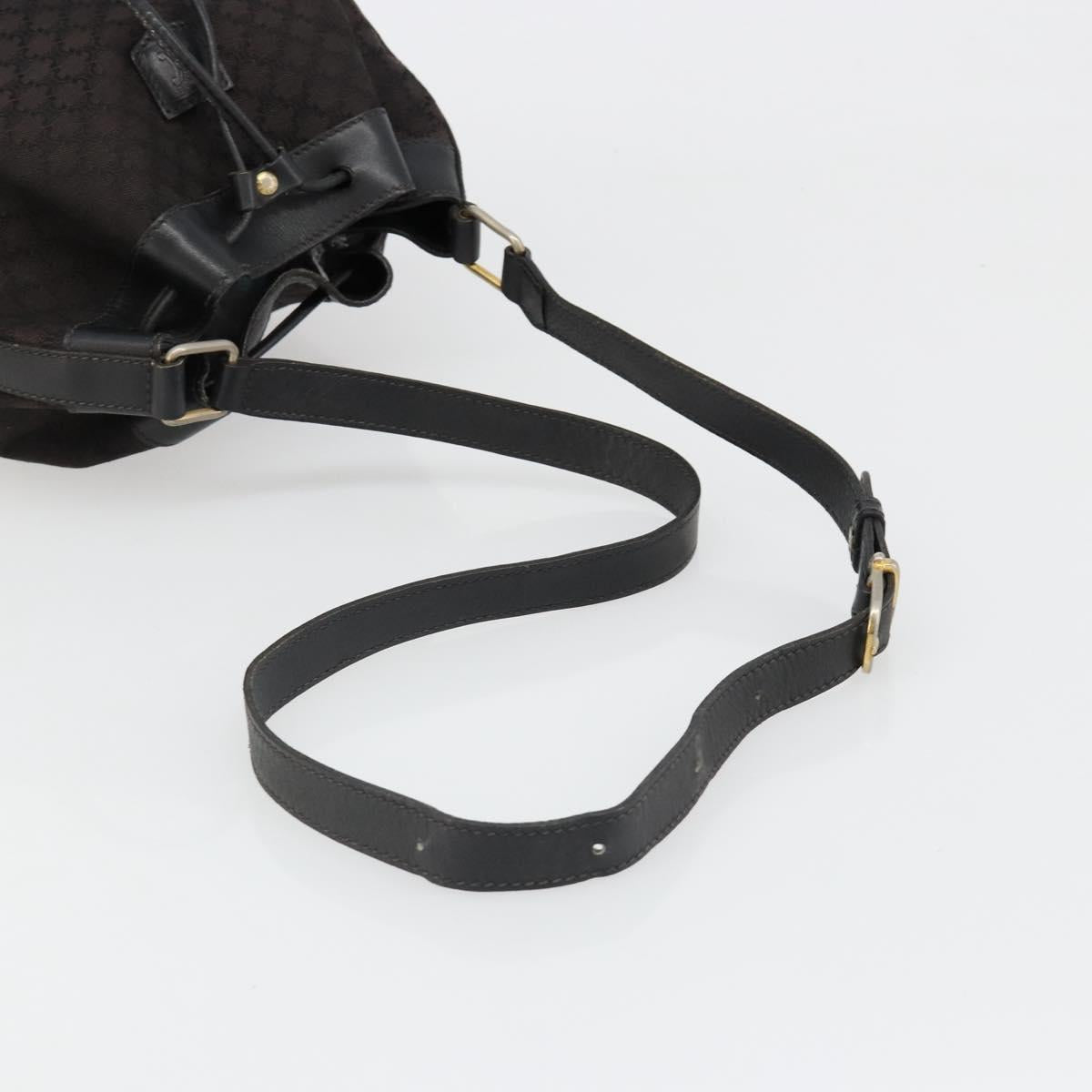 CELINE Macadam Canvas Shoulder Bag Black Auth 187144