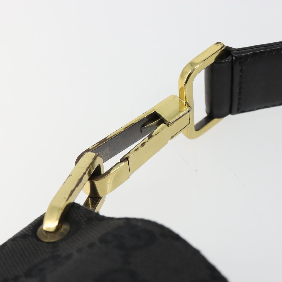 GUCCI GG Canvas Shoulder Bag Black Gold 91761 Auth 187145A