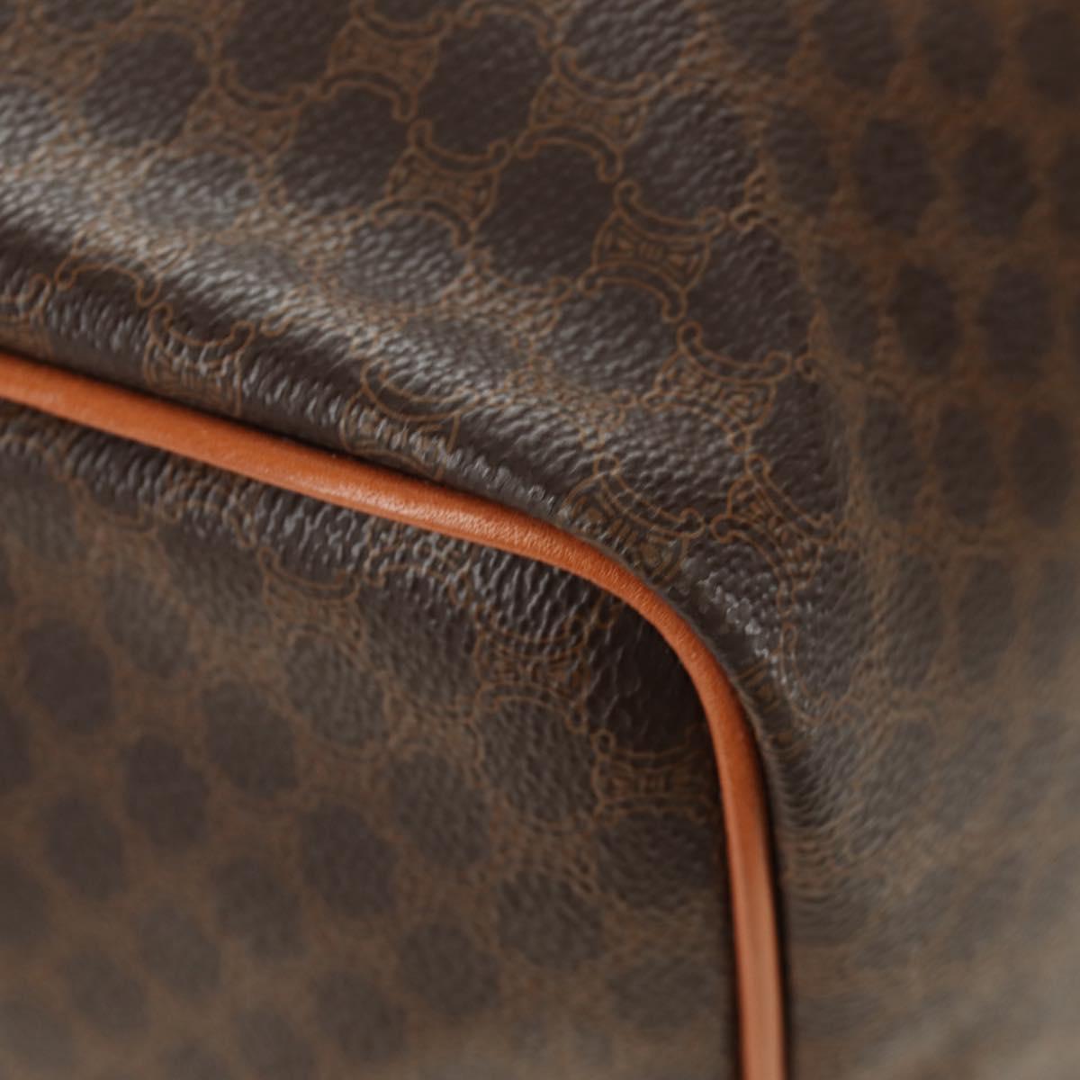 CELINE Macadam Canvas Boston Bag PVC Leather 2way Brown Gold Auth 187148V