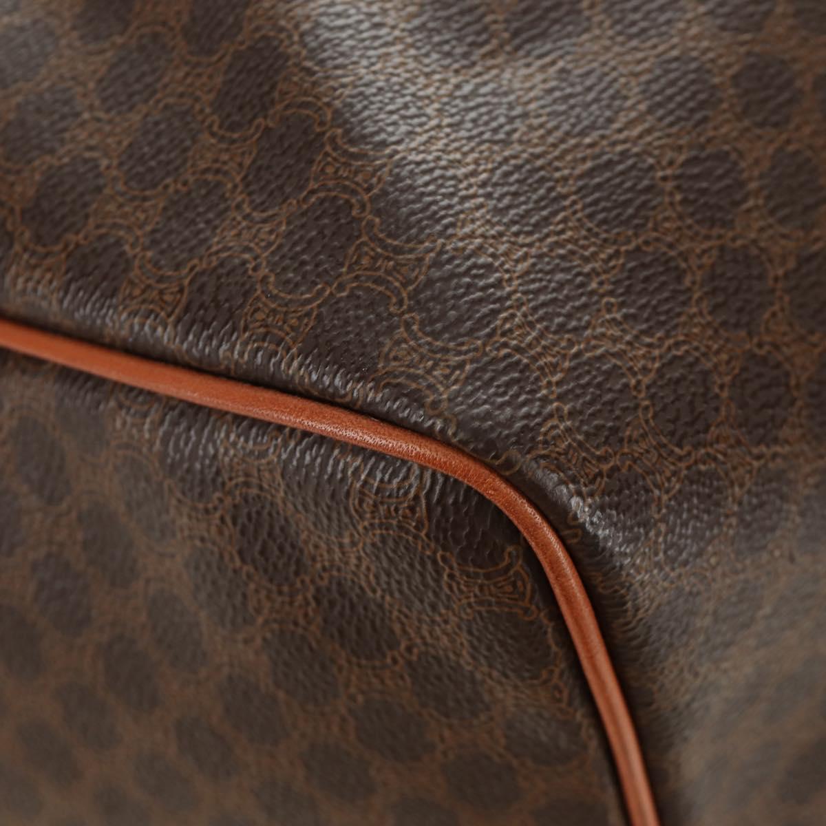 CELINE Macadam Canvas Boston Bag PVC Leather 2way Brown Gold Auth 187148V