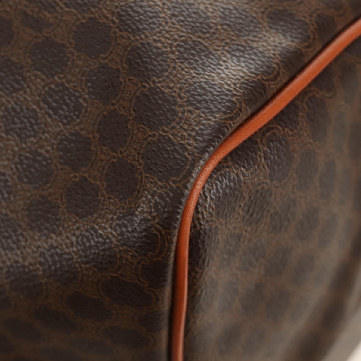 CELINE Macadam Canvas Boston Bag PVC Leather 2way Brown Gold Auth 187148V