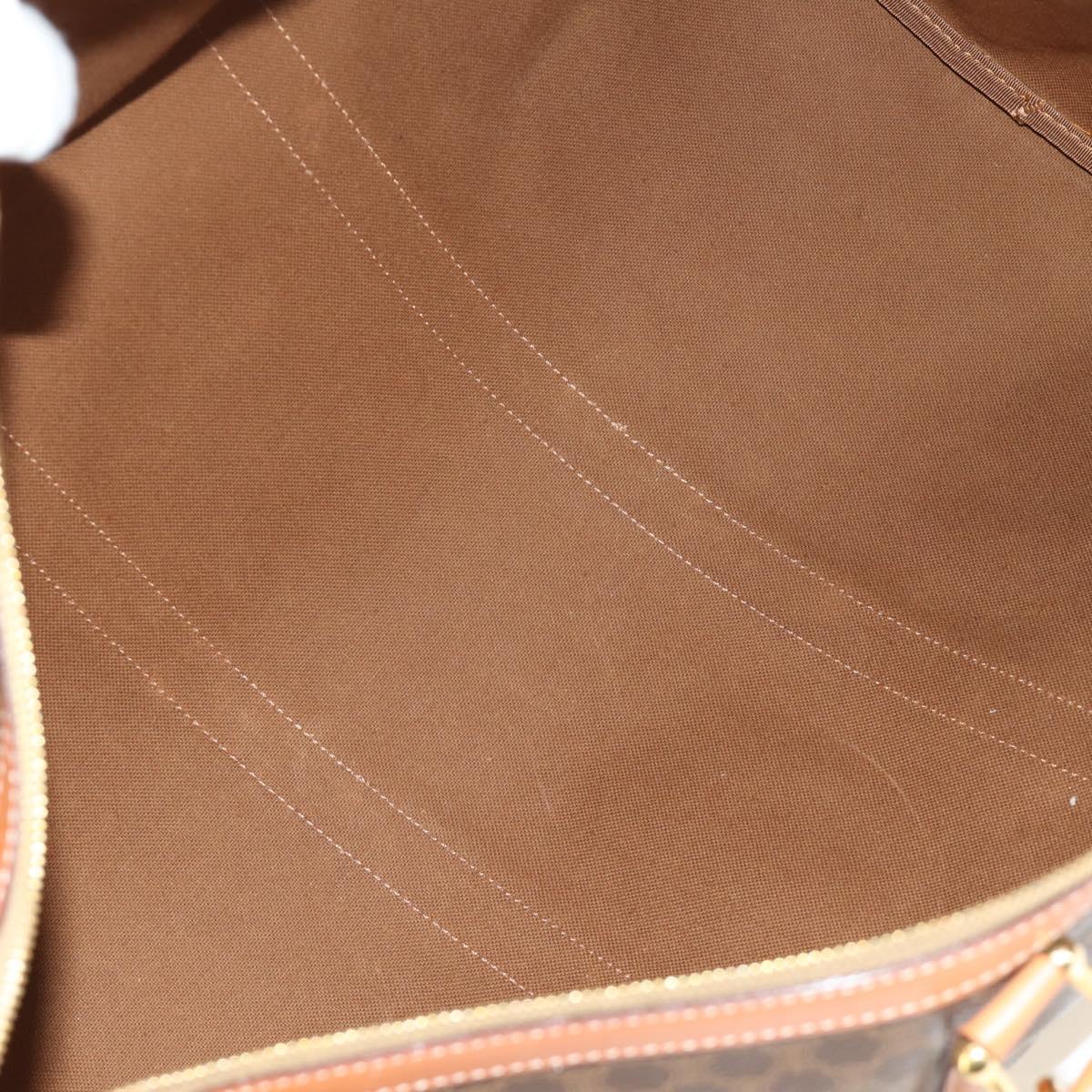 CELINE Macadam Canvas Boston Bag PVC Leather 2way Brown Gold Auth 187148V