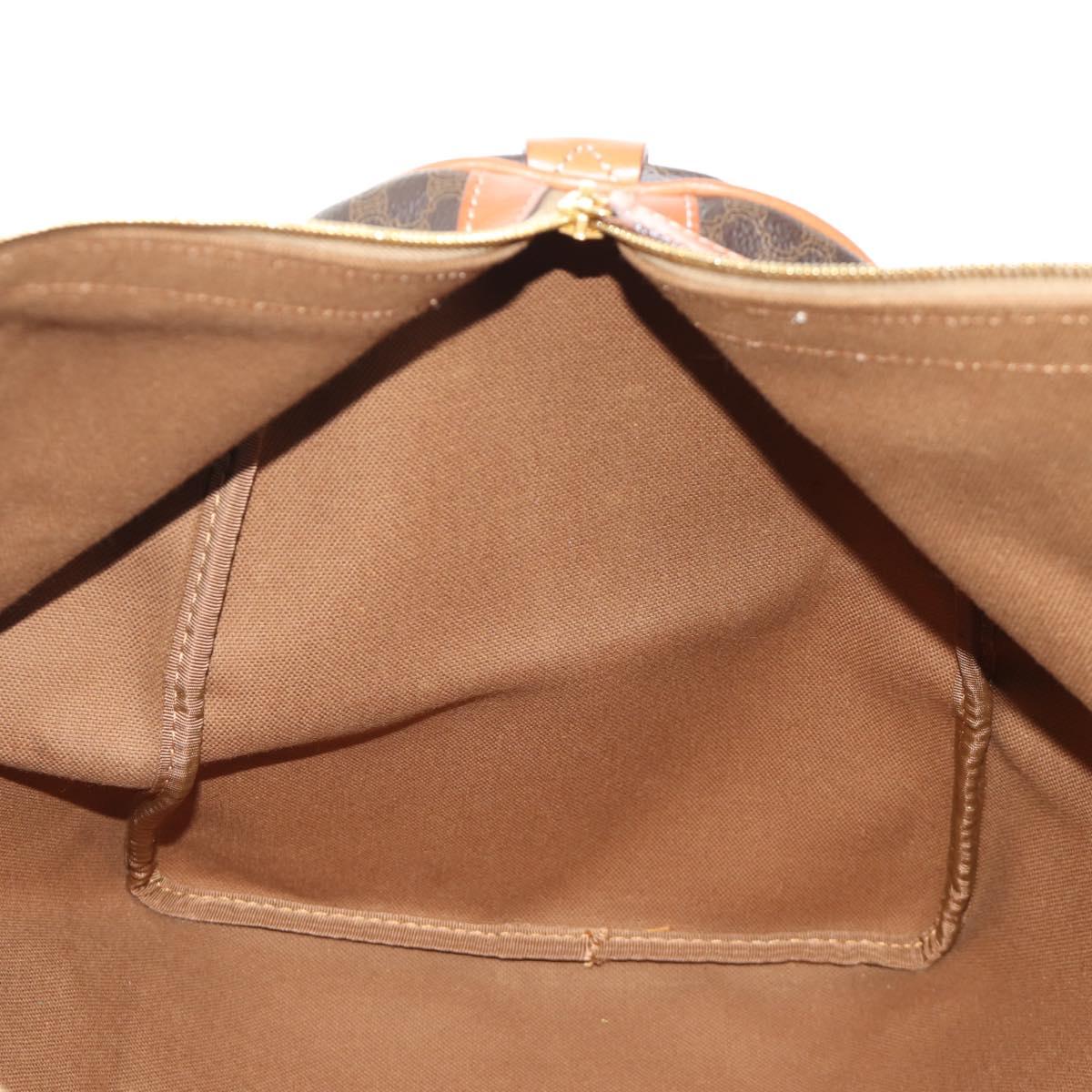 CELINE Macadam Canvas Boston Bag PVC Leather 2way Brown Gold Auth 187148V