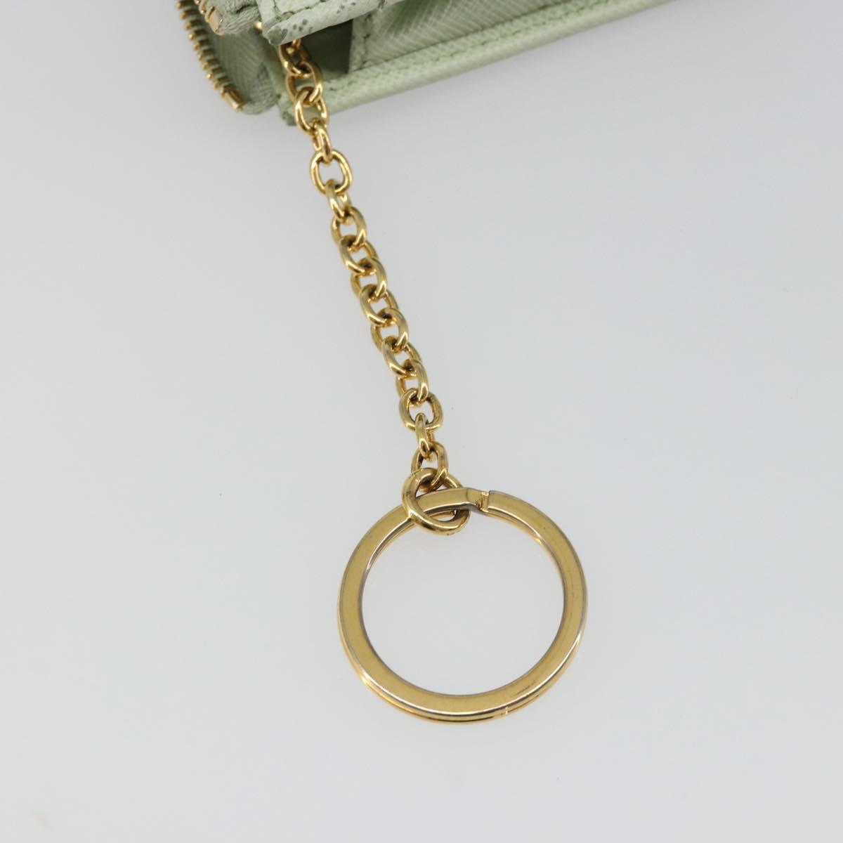 PRADA Coin Purse Saffiano leather Mint Green Gold Auth 187154