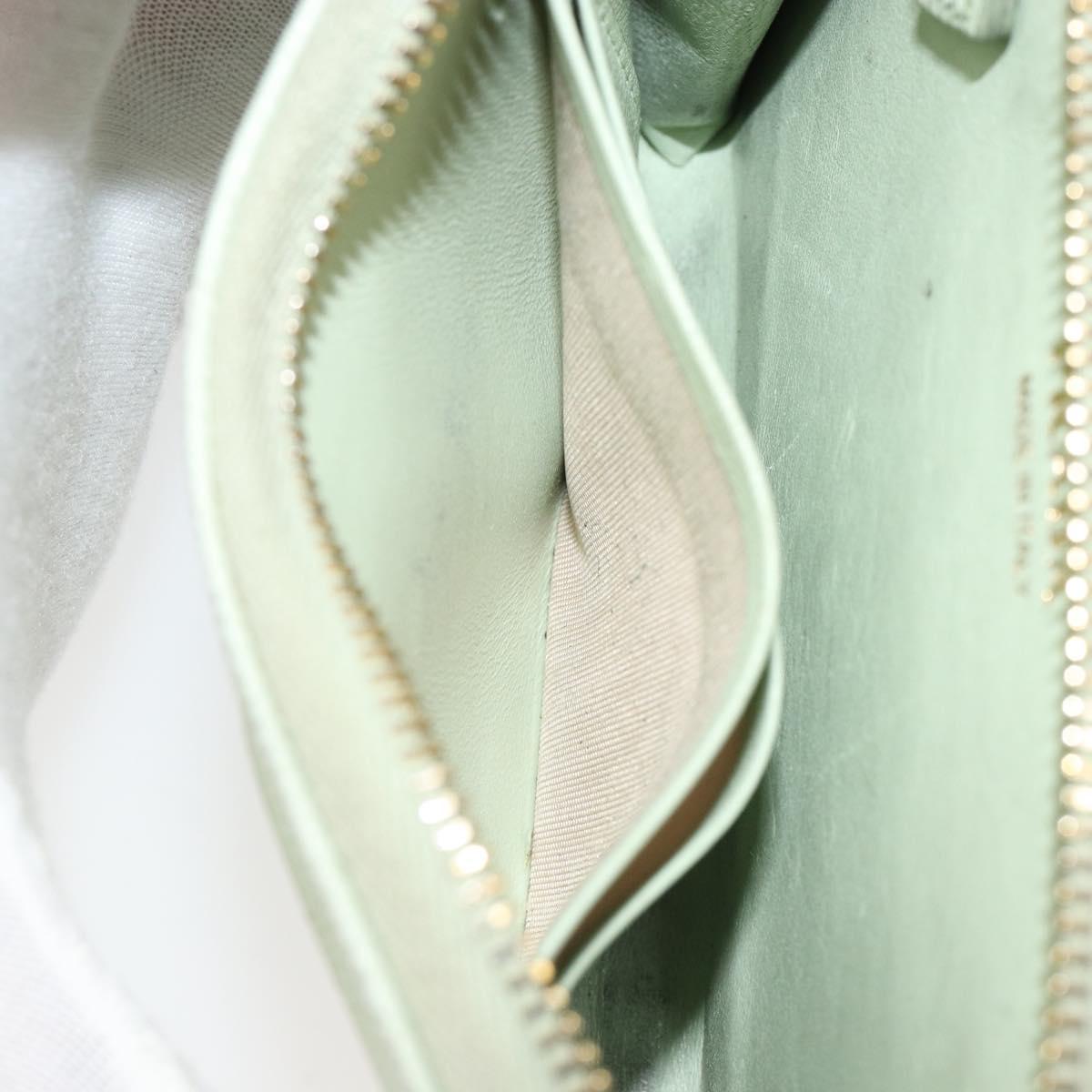 PRADA Coin Purse Saffiano leather Mint Green Gold Auth 187154