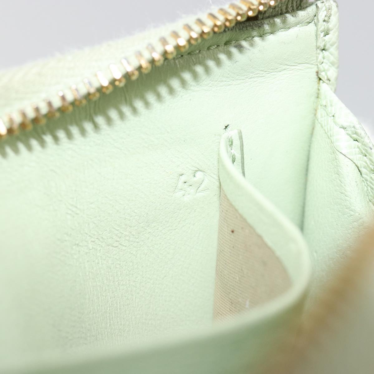 PRADA Coin Purse Saffiano leather Mint Green Gold Auth 187154