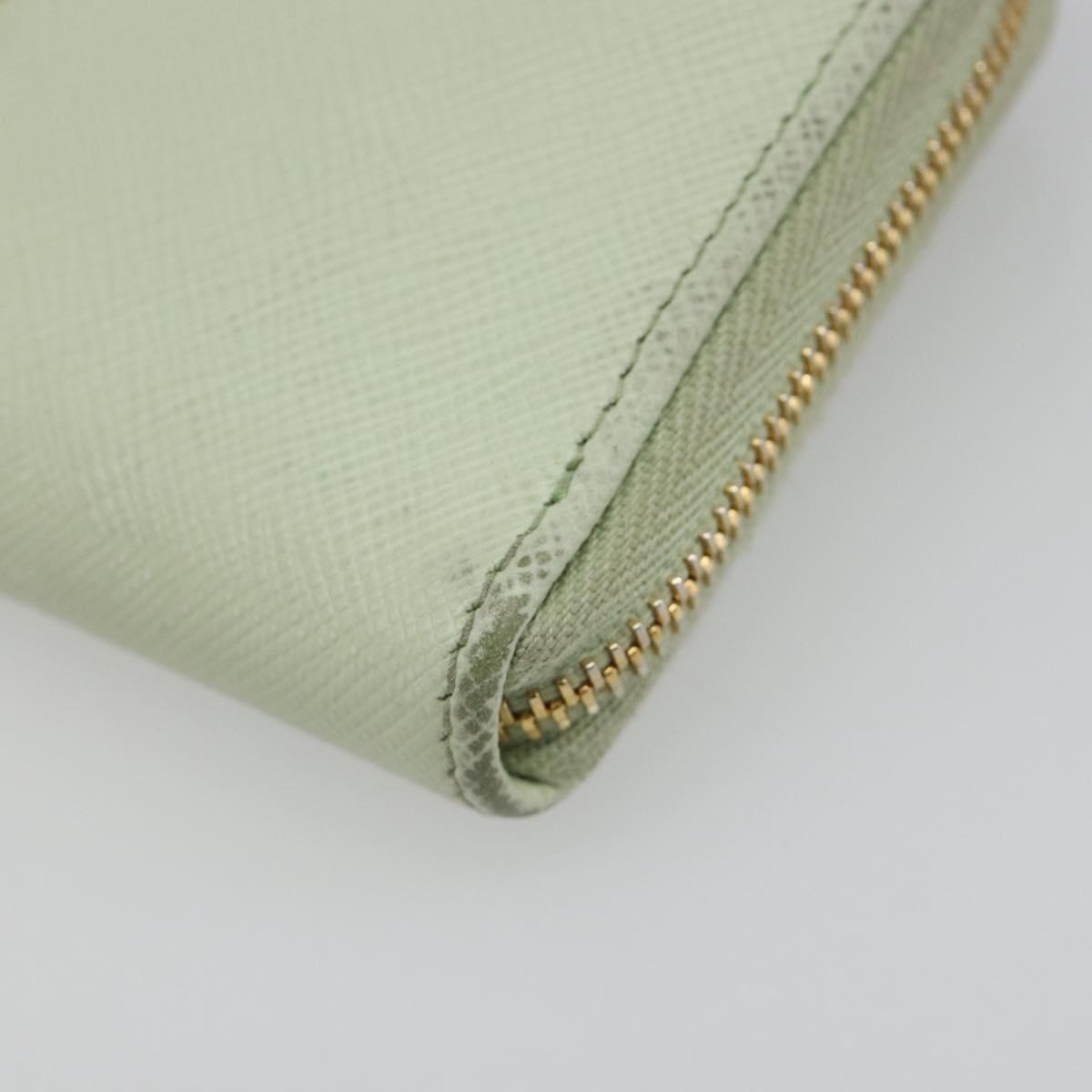PRADA Coin Purse Saffiano leather Mint Green Gold Auth 187154