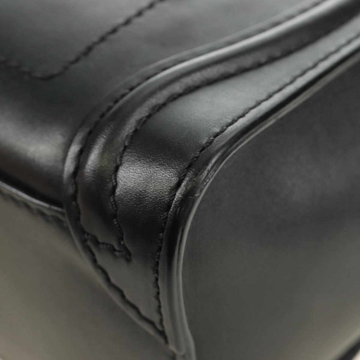 CELINE Luggage Nano Hand Bag Leather 2way Black Gold Auth 187156SAM