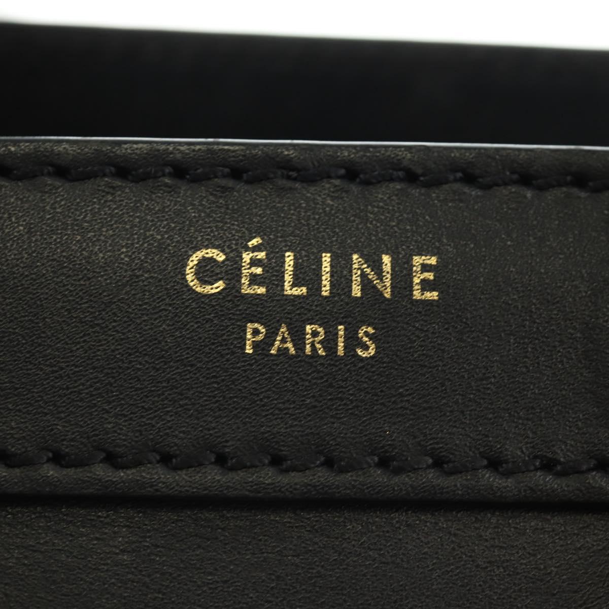 CELINE Luggage Nano Hand Bag Leather 2way Black Gold Auth 187156SAM