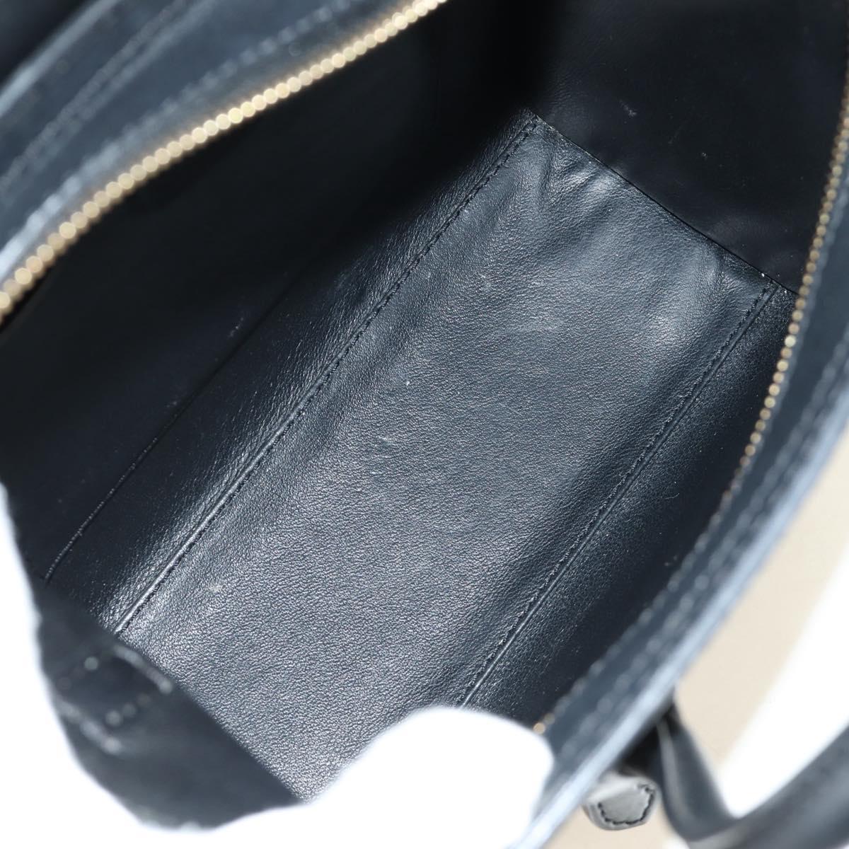 CELINE Luggage Nano Hand Bag Leather 2way Black Gold Auth 187156SAM