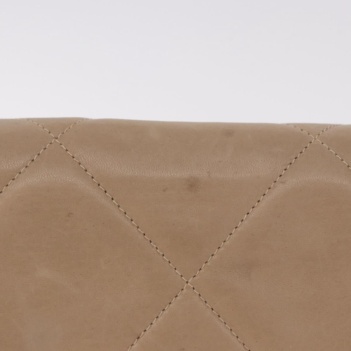 CHANEL Matelasse Chain Shoulder Bag Lamb Skin Beige Gold CC Auth 187157A
