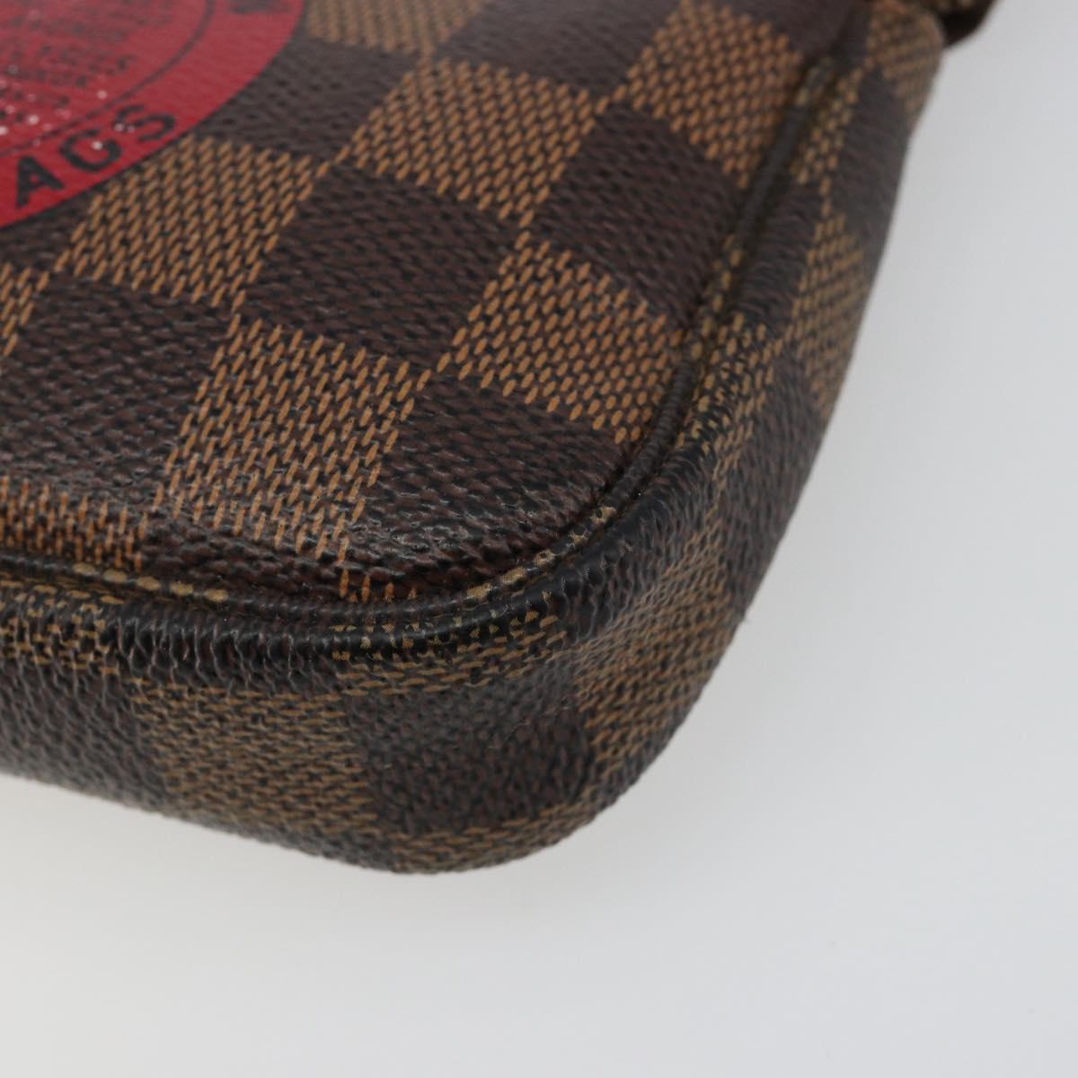 LOUIS VUITTON Damier Ebene T&B Mini Pochette Accessoires N58011 LV Auth 187163A