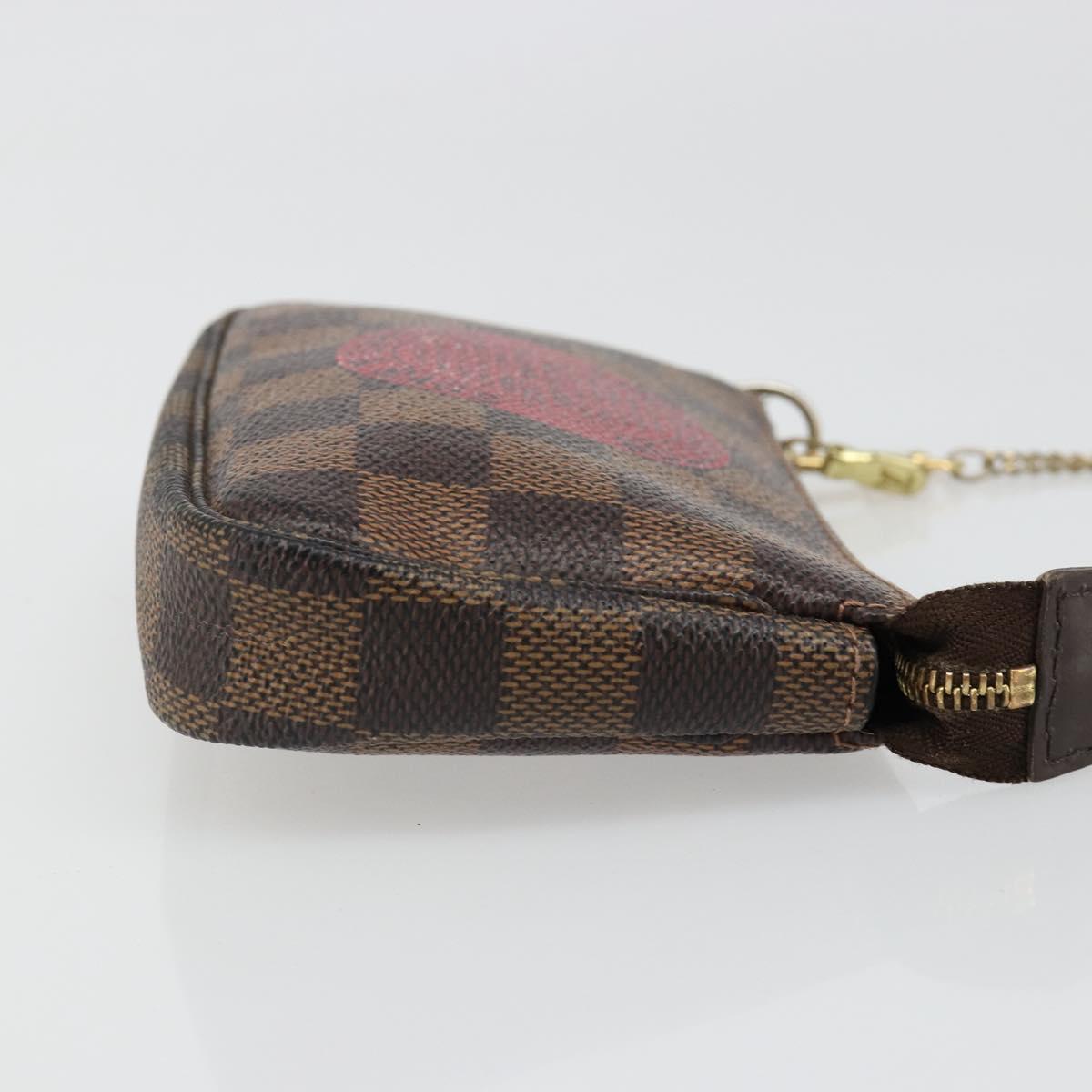 LOUIS VUITTON Damier Ebene T&B Mini Pochette Accessoires N58011 LV Auth 187163A