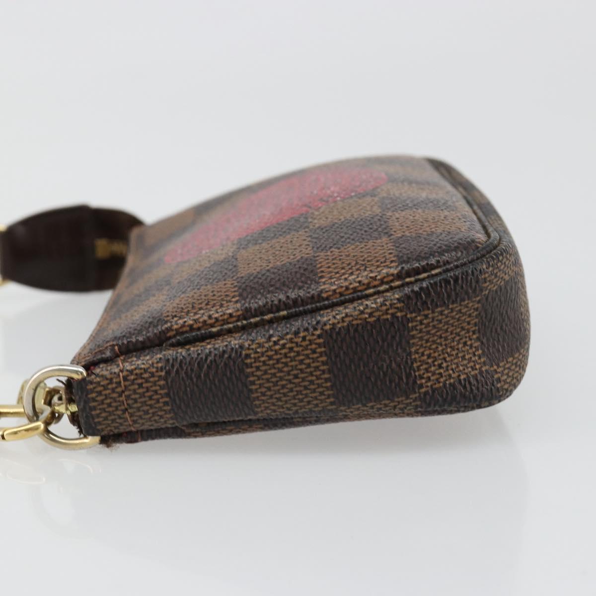 LOUIS VUITTON Damier Ebene T&B Mini Pochette Accessoires N58011 LV Auth 187163A