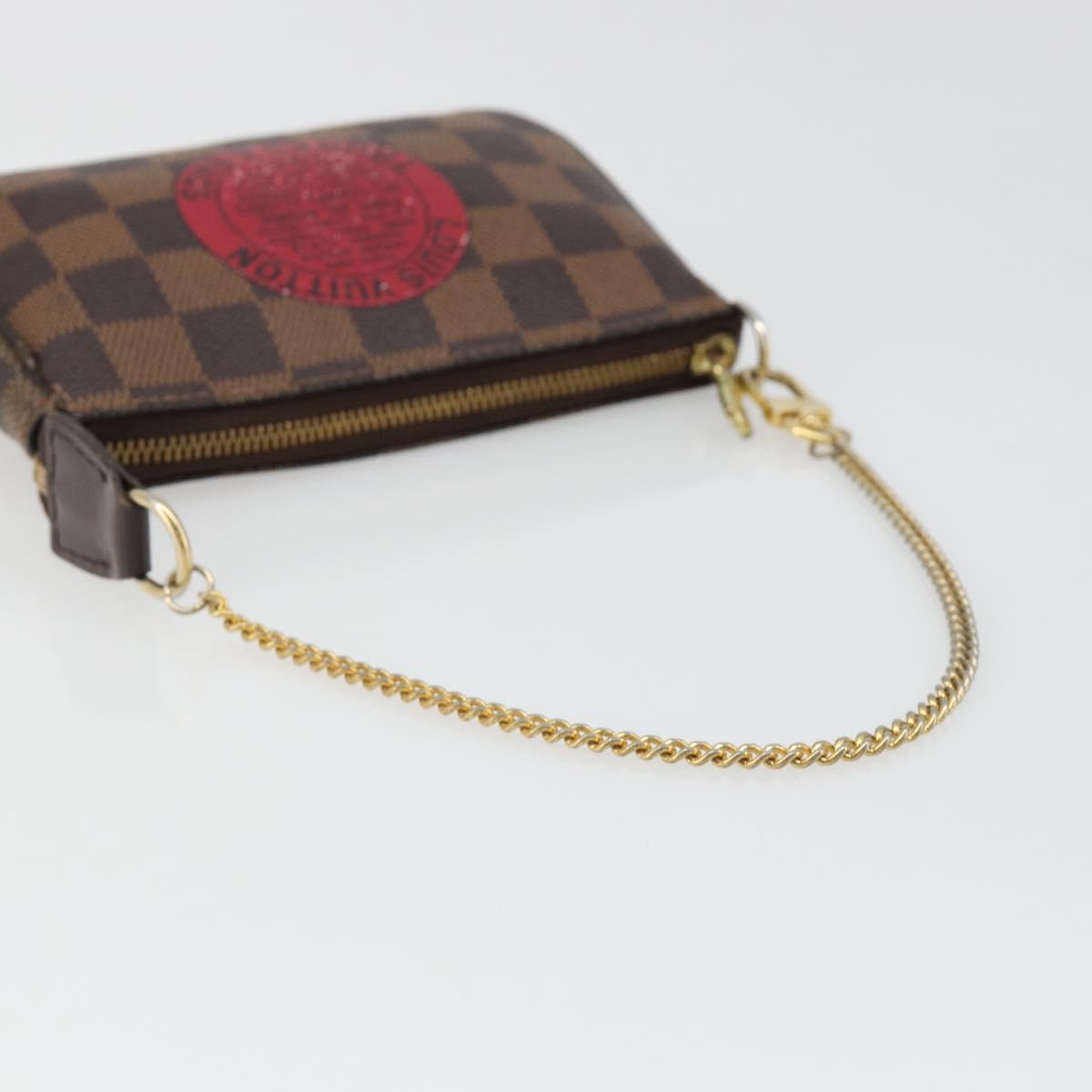 LOUIS VUITTON Damier Ebene T&B Mini Pochette Accessoires N58011 LV Auth 187163A