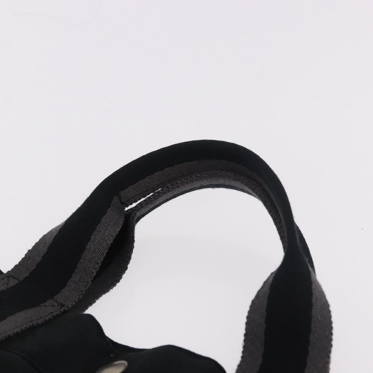 HERMES Fourre Tout MM Tote Bag Cotton Black Silver Auth 187169