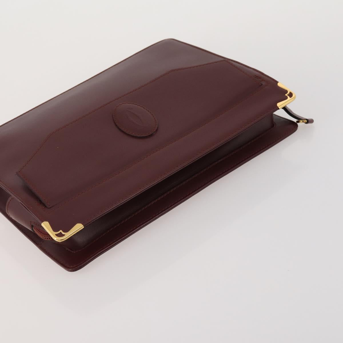 CARTIER Celine Macadam Canvas Bag Leather 3 Set Brown Bordeaux Auth 187170